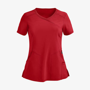 Customizable Wholesale High Quality V Neck Women s Nurse Uniform Jersey Fabric Breathable Summer Hospital <b>Scrubs</b> <b>Tops</b> For Women - Product Image 5