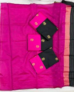 Sari Banarasi de Seda Suave para Mujer, Tejido a Mano con Jacquard y Brocado, con Zari de Cobre, Reversible y con Protección Solar, Superventas - Product Image 3