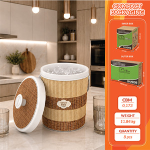 Seau à riz en plastique de qualité alimentaire Nandos Premium 10L rose et vert, surface durable anti-rayures, double couche thermique, écologique - Product Image 4