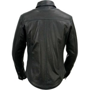 SAMROZ SPORTS Unisex Black Premium Leather Reflective 220g Shirt Style Jacket W/ Removable Liner - Product Image 2