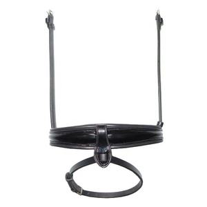 FAB Premium Cabezalín de Cuero Charol Negro con Cierre de Manivela, Diseño Acolchado para Doma Clásica, para Brida Inglesa, Herrajes de Latón Macizo/Acero Inoxidable - Product Image 2