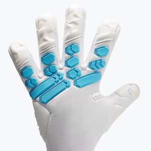 Custom Design White Soccer Goalkeeper Glove with 4mm German Latex Rubber Inject on back Negative Cut Thumb Wrap - Product Image 6