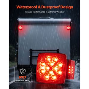Kit Luci LED 12V Impermeabili per Rimorchio, Luci Posteriori con Stop, Freno, Indicatore di Direzione e Luci Targa, Lente Rossa per Auto - Product Image 4