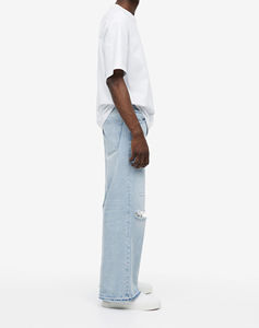 <b>Men's</b> Clothing Loose Straight Denim Custom <b>Embroidered</b> Logo Patches <b>Men's</b> <b>Jeans</b> High Quality Flared Distressed <b>Men</b> Wash <b>Jeans</b> - Product Image 6