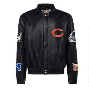 Chaqueta de Cuero Completa de los Chicago Bears Negra - Product Image 1