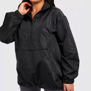 <b>Women</b> Black Windproof Blouson <b>Jacket</b> Full Sleeve Stand Collar Zipper Closure <b>Utility</b> Style Autumn Wear - Product Image 2