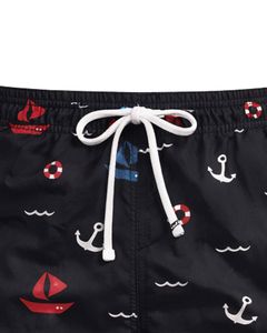 Shorts de bain personnalisés pour hommes à imprimé nautique, séchage rapide, taille élastique avec cordon de serrage, maillot de bain d'été, logo personnalisé, fournisseur OEM - Product Image 5