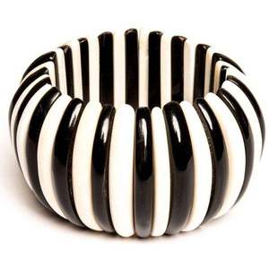 SOFIYA CRAFT Trendy Black and White Striped Acrylic <b>Resin</b> Flower Pattern Bangle Bracelet for Women Gift Third Party Appraised - Product Image 1