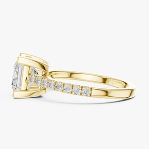Bague de fiançailles en diamant de laboratoire taille princesse 2,00 carats, or jaune 9K, pavé, vente en gros, bijoux fins OEM - Product Image 2