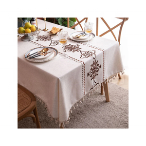 Nouvelle nappe personnalisable légère 100% coton brodé Jacquard doré 4ft pour des rassemblements élégants séchage rapide réutilisable - Product Image 6