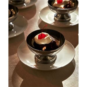 Coupelle à glace moderne en métal, bol à dessert argenté sur pied, empilable, en acier inoxydable, pour sorbet, gelato, sundae, pour restaurant et buffet - Product Image 3