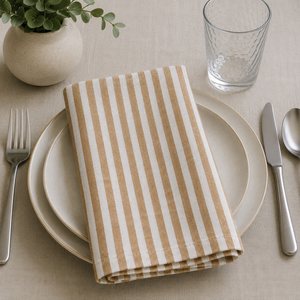 Best Quality Custom Linen Napkin Stripe Pattern Handmade Printed Linen Napkins for Dinner and Home Use Modern Style Low MOQ - Product Image 3