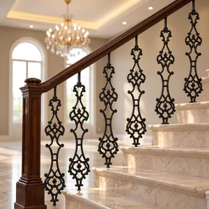 Balustre d'escalier victorien en fonte noire, orné, en métal, pour rampe d'escalier intérieure de villa - Product Image 6