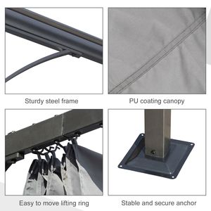 Gazebo Retrattile Moderno 10x10 con Protezione UV in Grigio Acciaio per Esterni e Cortili - Product Image 5