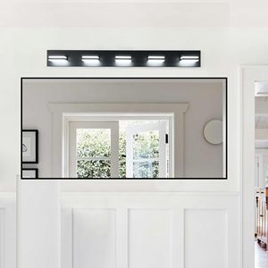 Applique da Parete a 5 Luci LED dal Design Moderno e Minimalista, Efficiente dal Punto di Vista Energetico, Nera, per Specchio da Bagno, Facile Installazione - Product Image 3