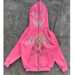 Streetwear Vintage Coton 500 Gsm Hoodies French Terry Cropped hommes Strass Hoodies - Product Image 5