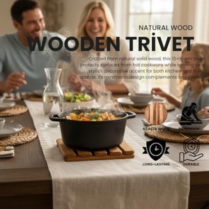 Sous-plats en bois d'acacia |   Vente en gros |   Design minimaliste artisanal |   Aqudus Saleem |   Écologique |   Cuillère à couvercle |   Usage domestique | - Product Image 3