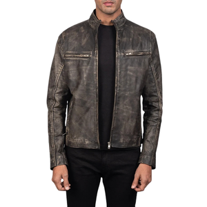 Chaqueta de Cuero Negra Personalizada para Hombre, Estilo Café Racer, Chaqueta de Motero Vintage Premium, Fabricante de Ropa de Marca Privada OEM, Proveedor Mayorista - Product Image 5