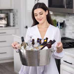 Bac à Boissons Isotherme en Acier Inoxydable Martelé, Refroidisseur de Boissons à Double Paroi pour Vin et Bière, Vente en Gros pour Restaurants, Bars et Traiteurs - Product Image 6