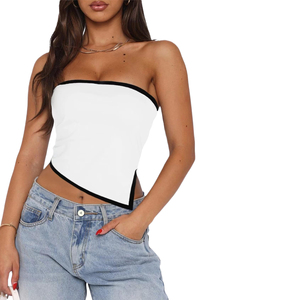 Top tube ajusté pour femme, sans bretelles, coupe courte, bandeau, pour soirée, club, look tendance, style simple et facile, top pour un maintien optimal - Product Image 3