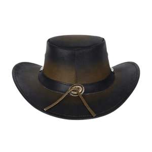 Sombrero Vaquero Marrón Pulido Estilo Ombre Vintage de Fieltro con Banda de Cuero Tachonada, Fabricante Personalizado - Product Image 3