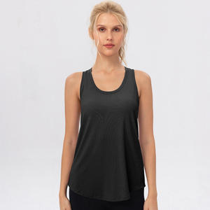 Camiseta sin mangas acanalada para mujer, cuello redondo, color liso, transpirable, ajuste holgado, para todas las estaciones, naranja, poliéster - Product Image 5