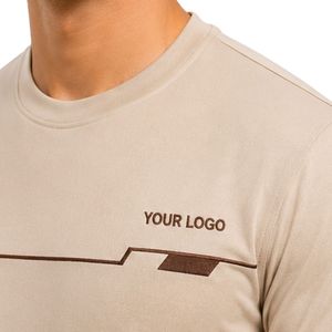 T-shirt de sport pour homme beige, séchage rapide, pour la gym, la course et l'entraînement, personnalisable avec logo, OEM ODM, vêtements de sport - Product Image 6