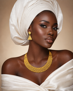 New Nigerian <b>Charm</b> Necklace Set with Geometric Drop Earrings Fashion Jewelry - Product Image 2