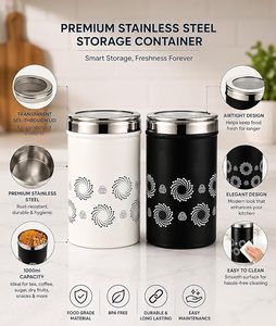 กล่องใส่อาหารสแตนเลสสีดำ ทรงกลม ดีไซน์ทันสมัย ปิดสนิทสำหรับการจัดเก็บ - Product Image 4