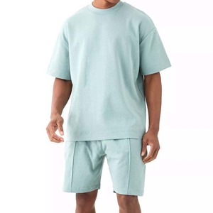Breathable Polyester/Cotton Casual Summer <b>Set</b> for Men-Relaxed Fit <b>Knitted</b> Solid Quick Dry Modern Design Customizable - Product Image 1