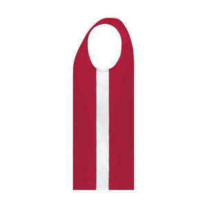 Maillot de sport sans manches rouge avec bande latérale blanche, respirant, en polyester, unisexe, pour adulte, service OEM, personnalisable, haute qualité - Product Image 2