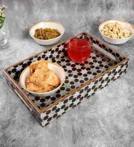 Bandeja Grande para Desayuno, Moderna, de Madera Pura con Estampado Esmaltado, Bandeja Rectangular Decorativa para Hoteles y Restaurantes - Product Image 5