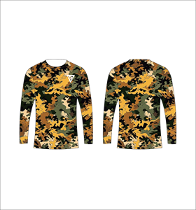 T-shirt à manches longues camouflage orange et vert pour homme, motif abstrait, col rond, décontracté, streetwear, hauts pour la gym et l'entraînement - Product Image 1