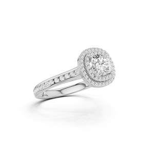 แหวนทอง 14KT ทรงคุชชั่น ประดับด้วยวงแหวนสองวงรอบเพชร 1 กะรัต ทรงคุชชั่น แหวนหมั้นสุดหรู ประกายระยิบระยับ - Product Image 6