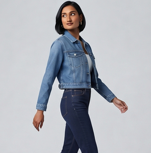 Women <b>Denim</b> Jean Crop <b>Jacket</b> Fashion Wear <b>Denim</b> <b>Cropped</b> <b>Jackets</b> Ladies Streetwear Vintage Style Jeans Short <b>Jacket</b> Women's - Product Image 5