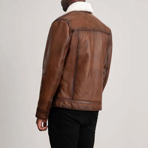 เสื้อแจ็คเก็ตหนังแท้สีดำสไตล์ Trucker ของ Furat Leathers ระบายอากาศได้ดี กันลม คอตั้ง ปิดด้วยซิป สำหรับผู้ชาย ฤดูหนาว - Product Image 4