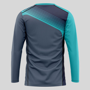 เสื้อเชิ้ตผู้ชายแฟชั่นลำลอง แขนยาว คอกลม ผ้าถัก พิมพ์ลายดิจิตอล โลโก้ด้านหน้า ระบายอากาศได้ดี แห้งเร็ว - Product Image 4