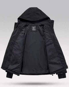 Men's Waterproof Tactical <b>Techwear</b> <b>Jacket</b> Multi-Pocket Cyberpunk Streetwear Cargo Windbreaker Urban Utility Hooded Outwear - Product Image 4