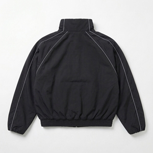 เสื้อแจ็คเก็ตแทร็คสีดำแบบมีแถบขอบ |   เสื้อกันลมแบบซิปคอตั้ง |   เสื้อแจ็คเก็ตสปอร์ตสไตล์เรโทรสตรีทแวร์ |   ผู้ผลิต OEM ตามสั่ง - Product Image 2