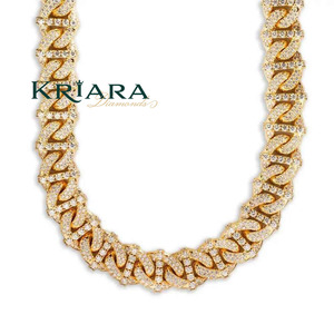 S925 Gold Plated Link <b>Chain</b> Necklace With Lab Grown Crystal Rhinestones Unisex Luxury Style - Product Image 4
