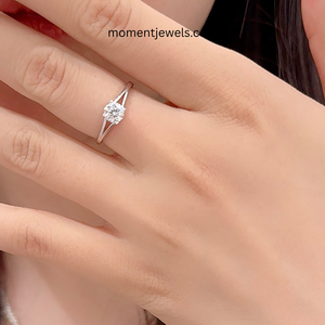 Minimalist 925 <b>Sterling</b> <b>Silver</b> Moissanite Open <b>Ring</b> for Women Simple Style <b>Adjustable</b> Zircon <b>Ring</b> Rhodium Plated O-Shape - Product Image 2