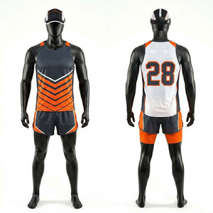 Nuevo diseño de uniforme deportivo resistente al sudor para pista y campo, ropa deportiva personalizada de estilo moderno, uniforme de camiseta y pantalones cortos para correr. - Product Image 1