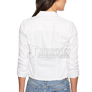 Chaqueta de mezclilla para mujer con logotipo personalizado impreso, de alta calidad y bajo precio, talla grande, transpirable y personalizable. - Product Image 3