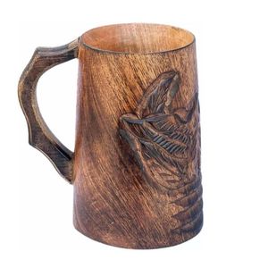 Chope à bière en bois sculptée avec nœud celtique, fabriquée à la main, style Viking, pour bière, hydromel, café, thé, cadeau pour bar à domicile médiéval - Product Image 3
