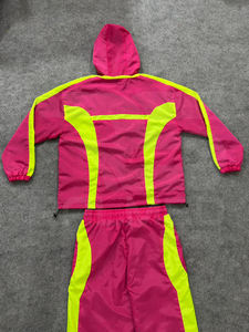 ชุดเซ็ตเสื้อแจ็คเก็ตและกางเกงขายาวแบบมีเชือกผูก 2 ชิ้น ผลิตจากไนลอน 100% กันน้ำ เหมาะสำหรับใส่ลำลองหรือเล่นกีฬา สำหรับผู้ชาย - Product Image 3