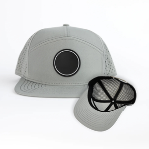 Custom PVC Rubber Patch 7 Panel Waterproof Performance Sports <b>Cap</b> with Laser Cut Perforated Back Golf Hat for <b>Men</b> - Product Image 2