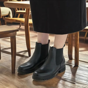 WYPEX élégant classique Chelsea bottines confortables anti-glissant chaussures en cuir flexible talon épais respirant pour - Product Image 1