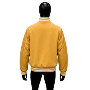 Blouson universitaire jaune décontracté pour homme – Vêtement d'extérieur tendance, chaud pour l'hiver, style streetwear emblématique, moderne et exclusif, décontracté - Product Image 2
