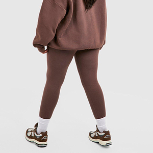 Conjunto de 2 piezas para mujer, sudadera con media cremallera y leggings, chándal informal a juego, color marrón - Product Image 5