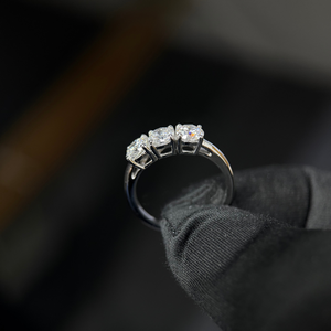 Lab Grown Round Diamond Three <b>Stone</b> Ring 0.50 Ct Each 3 Stones 14K Gold IGI Certified Engagement Wedding Jewelry - Product Image 2